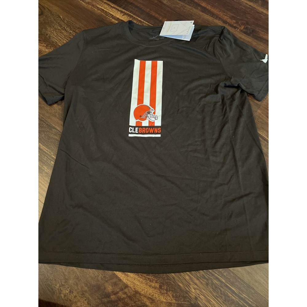 New Nike Cleveland Browns‎ Mens Football Dri-fit Shirt Size Small Brown Orange
